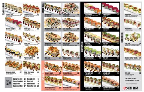 taka grill menu|taka sushi menu with prices.